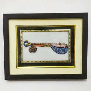 Real Gold Marble Musical Instrument Blue Veena