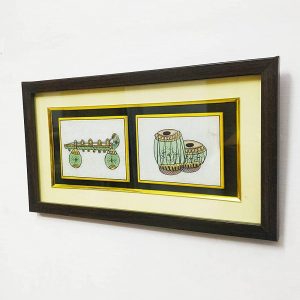 Musical Instruments Veena and Tabla 2 Tanjore Painting in Frame