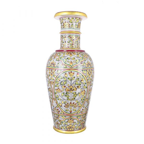 Marble dense floaral design tall Vase 5"x12"