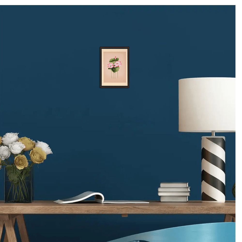 Hand-painted lotus flower artwork on traditional Indian paper